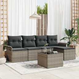 Gossi set de canapea de gradina cu perne negre din ratan poli