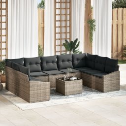 Gossi set de canapea de gradina cu perne ratan poli negru