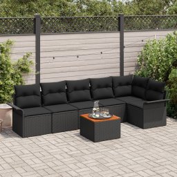 Gossi set de canapea de gradina cu perne, negru, ratan sintetic, acacia