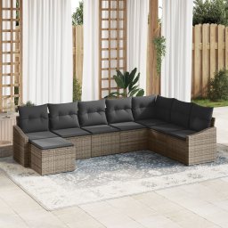 Gossi set de canapea de gradina cu pernute gri din ratan poliester