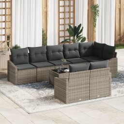 Gossi set de canapea de gradina de 8 piese cu perne din ratan poli gri