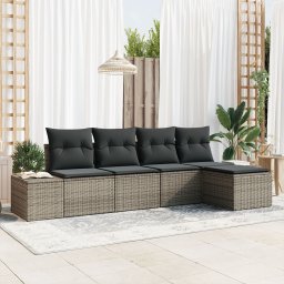 Gossi set de canapea gradina cu perne gri poli ratan