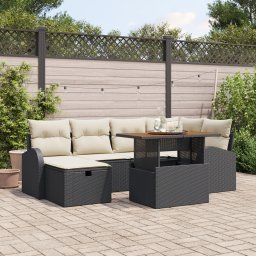 Gossi set de canapea gradina cu perne negru ratan poliester