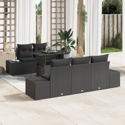 Gossi set de canapea pentru gradina 6 piese cu perne ratan poli negru