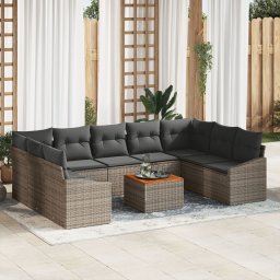 Gossi set de canapea pentru gradina cu 10 piese si perne gri ratan poliat acacia