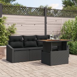 Gossi set de canapea pentru gradina cu 5 piese si perne ratan poli negru
