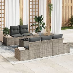 Gossi set de canapea pentru gradina cu perne gri din ratan polimeric
