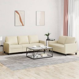 Gossi set de canapele cu perne, 2 piese, crem, piele ecologica