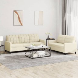 Gossi set de canapele cu perne, 2 piese, crem, piele ecologica
