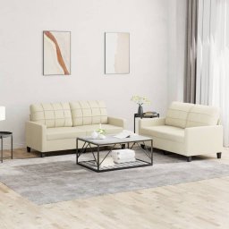 Gossi set de canapele cu perne, 2 piese, crem, piele ecologica