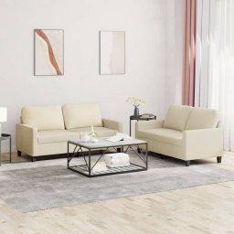 Gossi set de canapele cu perne, 2 piese, crem, piele ecologica