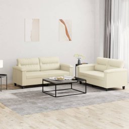 Gossi set de canapele cu perne, 2 piese, crem, piele ecologica
