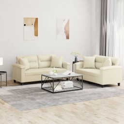 Gossi set de canapele cu perne, 2 piese, crem, piele ecologica