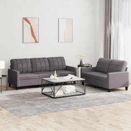 Gossi set de canapele cu perne, 2 piese, gri, piele ecologica
