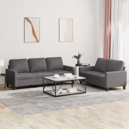 Gossi set de canapele cu perne, 2 piese, gri, piele ecologica