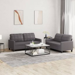 Gossi set de canapele cu perne, 2 piese, gri, piele ecologica