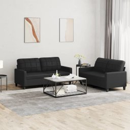 Gossi set de canapele cu perne, 2 piese, negru, piele ecologica