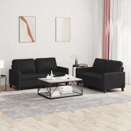 Gossi set de canapele cu perne, 2 piese, negru, piele ecologica