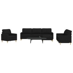 Gossi set de canapele cu taburet, 4 piese, negru, textil