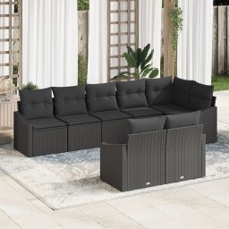 Gossi set de canapele de gradina 8 piese cu perne ratan poli negru