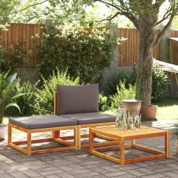 Gossi set de canapele de gradina cu perne, 3 piese, lemn masiv acacia