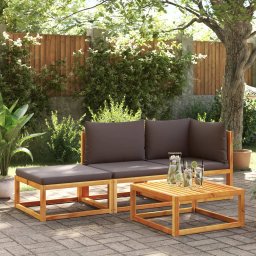 Gossi set de canapele de gradina cu perne, 3 piese, lemn masiv acacia