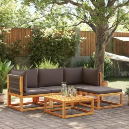 Gossi set de canapele de gradina cu perne, 5 buc., lemn masiv acacia