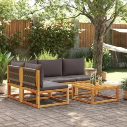 Gossi set de canapele de gradina cu perne, 5 buc., lemn masiv acacia