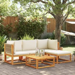 Gossi set de canapele de gradina cu perne, 5 buc., lemn masiv acacia