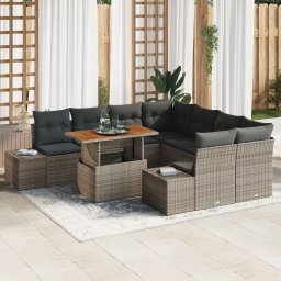 Gossi set de canapele gradina cu 9 piese cu pernute gri poli ratan