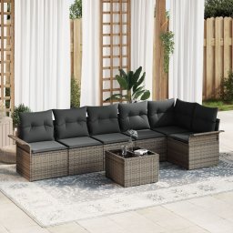Gossi set de canapele pentru gradina , 6 piese, cu perne, negru, poliratan