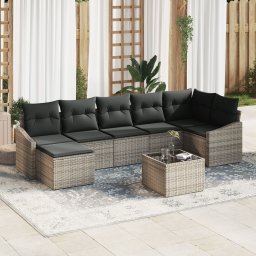 Gossi set de canapele pentru gradina cu perne gri din ratan
