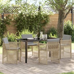 Gossi set de dining pentru gradina cu 5 piese cu perne in rattan bej