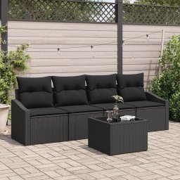 Gossi set de dining pentru gradina cu 5 piese si perne din ratan negru poli