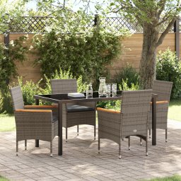 Gossi set de dining pentru gradina cu 5 piese si perne ratan gri