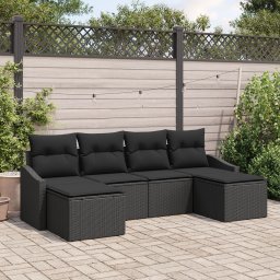 Gossi set de dining pentru gradina cu perne ratan poli negru