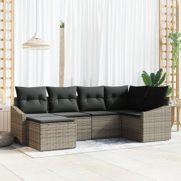 Gossi set de gradina cu 6 piese cu perne gri din ratan