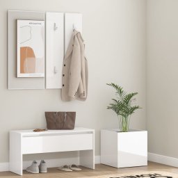 Gossi set de mobilier pentru hol, alb extralucios, lemn prelucrat