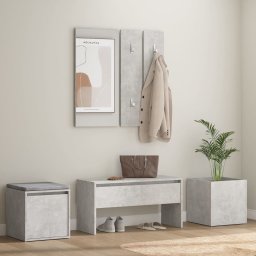 Gossi set de mobilier pentru hol, gri beton, lemn prelucrat