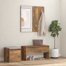 Gossi set de mobilier pentru hol, stejar fumuriu, lemn prelucrat