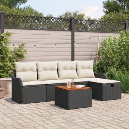 Gossi set de sofa cu 6 piese de gradina cu perne ratan polietilena negru