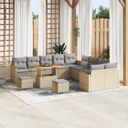 Gossi set de sofa de gradina cu 13 piese bej ratan acacia