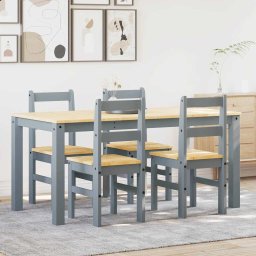Gossi set de sufragerie din 5 piese panama din lemn masiv de pin gri