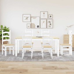 Gossi set de sufragerie din 7 piese panama din lemn masiv de pin alb