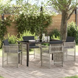 Gossi set masa gradina 5 piese cu perne gri deschis poli-ratan