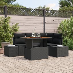 Gossi set masa gradina cu 5 piese ratan negru acacia