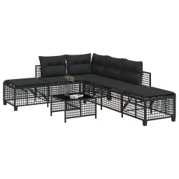 Gossi set mobilier coltar de gradina cu perne 3 piese negru poliratan
