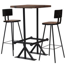 Gossi set mobilier de bar, 3 piese, lemn masiv reciclat