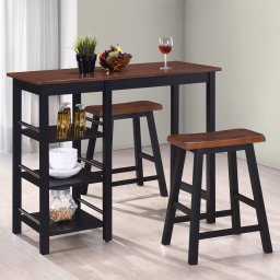 Gossi set mobilier de bar, 3 piese, mdf, negru
