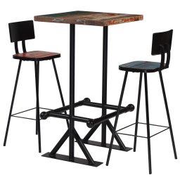 Gossi set mobilier de bar, 3 piese, multicolor, lemn masiv reciclat